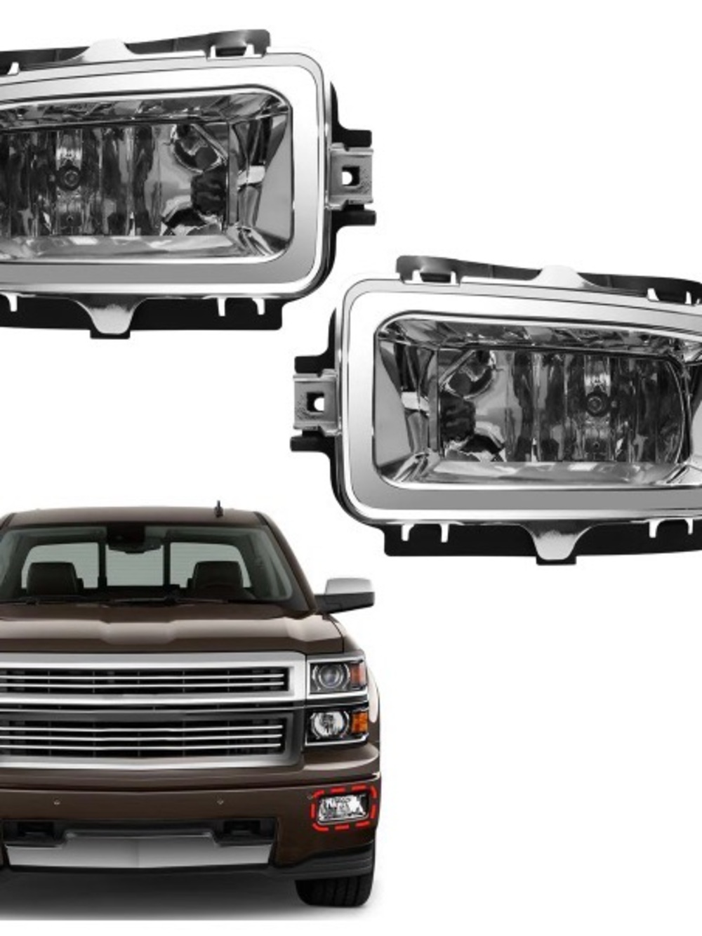 Fog Light Lamps W/Bulb&Fog Light Bezel Fit For Chevrolet Silverado 2013 - 2015